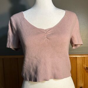 LA Hearts Mauve Ribbed Crop Top